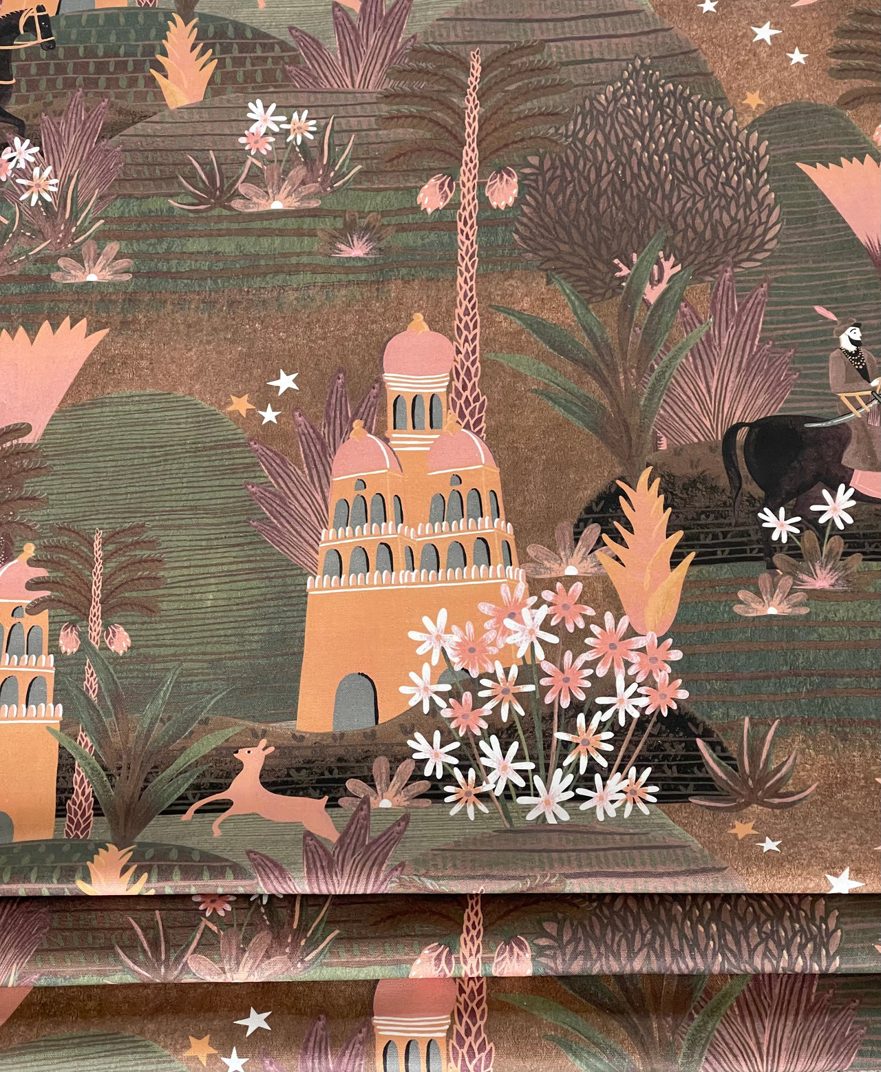 Desert Palms Boho Fabric – Exotic Cotton for Roman Blinds & Curtains | Babylon Design