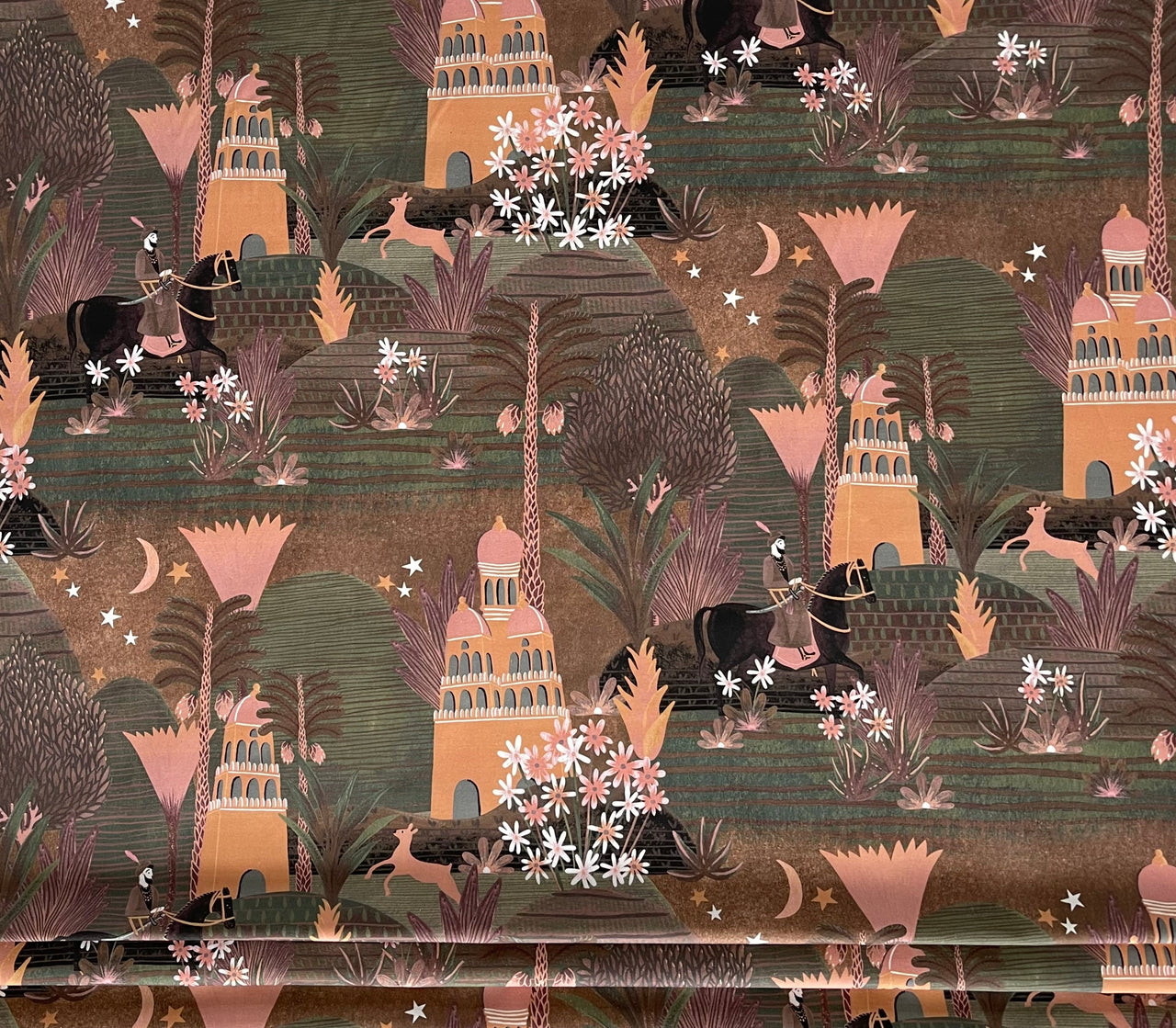 Desert Palms Boho Fabric – Exotic Cotton for Roman Blinds & Curtains | Babylon Design