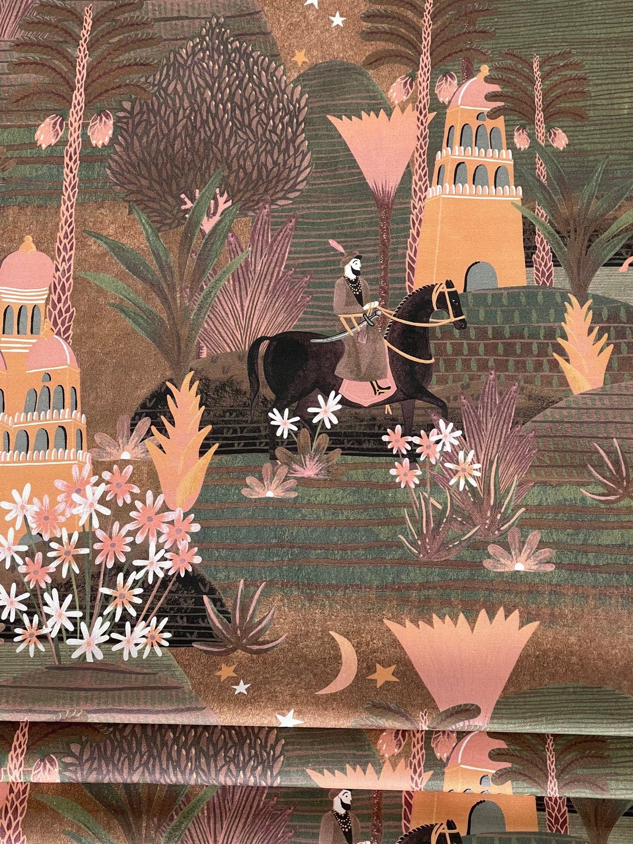 Desert Palms Boho Fabric – Exotic Cotton for Roman Blinds & Curtains | Babylon Design
