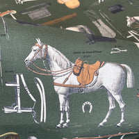 Thumbnail for Equestrian Home Fabric – Gold Olive Horse Print for Traditional Interiors