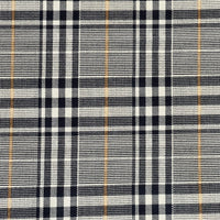 Thumbnail for Windsor Plaid Fabric – Black & Cream Check with Gold Stripe – Organic Cotton Upholstery