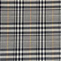 Thumbnail for Windsor Plaid Fabric – Black & Cream Check with Gold Stripe – Organic Cotton Upholstery