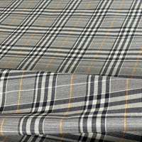 Thumbnail for Windsor Plaid Fabric – Black & Cream Check with Gold Stripe – Organic Cotton Upholstery