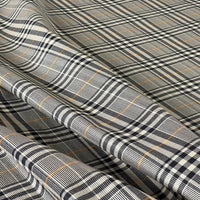 Thumbnail for Windsor Plaid Fabric – Black & Cream Check with Gold Stripe – Organic Cotton Upholstery