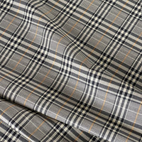 Thumbnail for Windsor Plaid Fabric – Black & Cream Check with Gold Stripe – Organic Cotton Upholstery