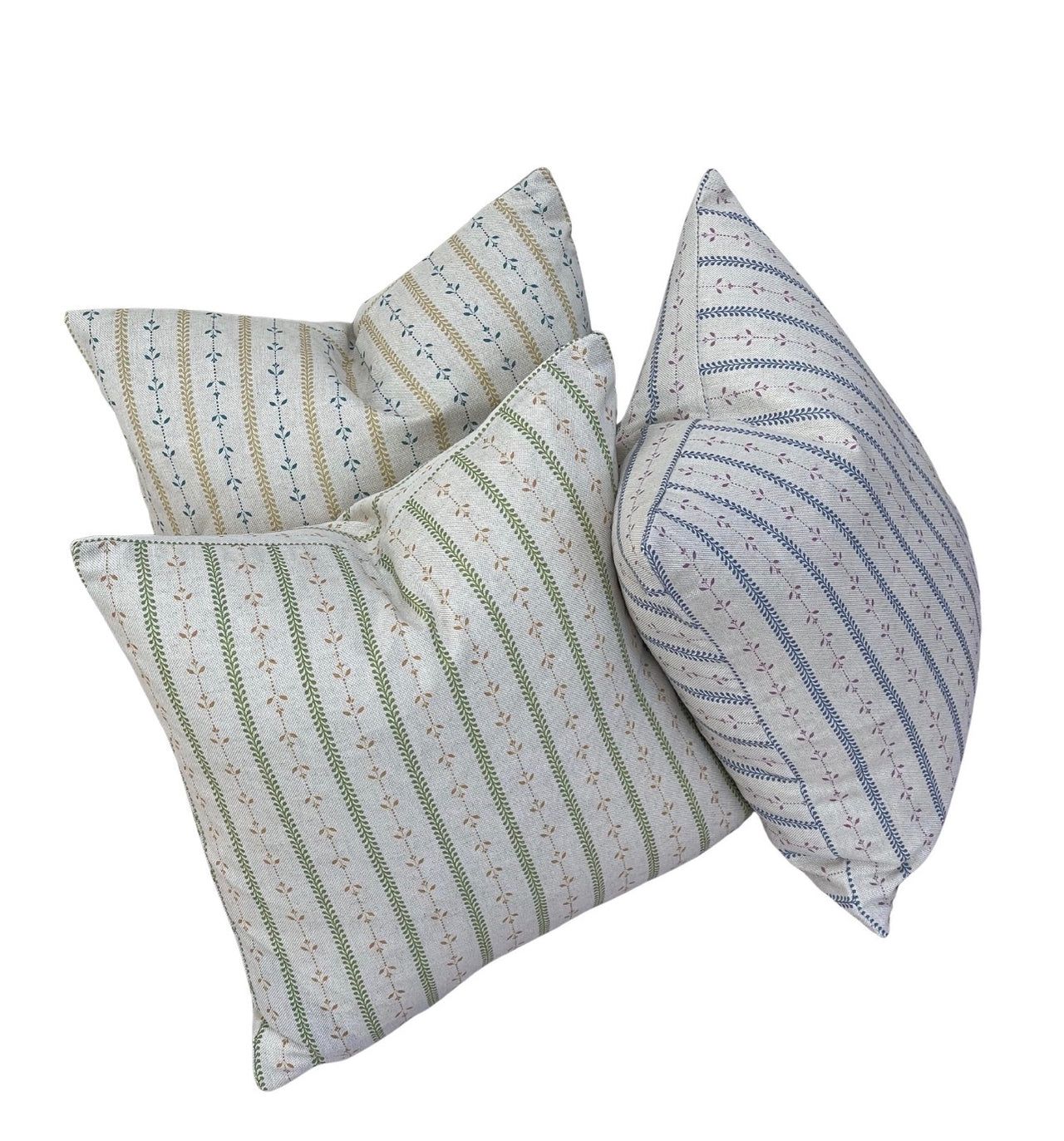 Heritage Red & Sage Stripe Cushion Cover – Linen Look