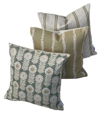 Thumbnail for Soft Gold Stripe Cushion Cover – Willow Vine Linen Look Farmhouse Pillow