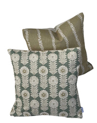 Thumbnail for Soft Gold Stripe Cushion Cover – Willow Vine Linen Look Farmhouse Pillow