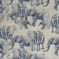 Thumbnail for Blue Elephants Organic Cotton Print Safari Style Home Decor
