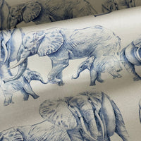 Thumbnail for Blue Elephants Organic Cotton Print Safari Style Home Decor