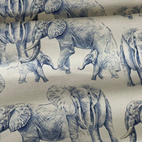 Thumbnail for Blue Elephants Organic Cotton Print Safari Style Home Decor