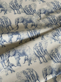 Thumbnail for Blue Elephants Organic Cotton Print Safari Style Home Decor