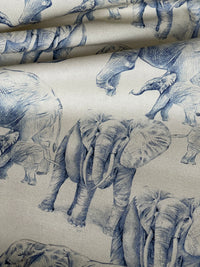 Thumbnail for Blue Elephants Organic Cotton Print Safari Style Home Decor
