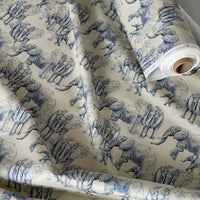Thumbnail for Blue Elephants Organic Cotton Print Safari Style Home Decor