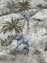 Thumbnail for Luxury Safari Decor Fabric – Monochrome Animal Map – Curtain and Blind Making – Natural Cotton