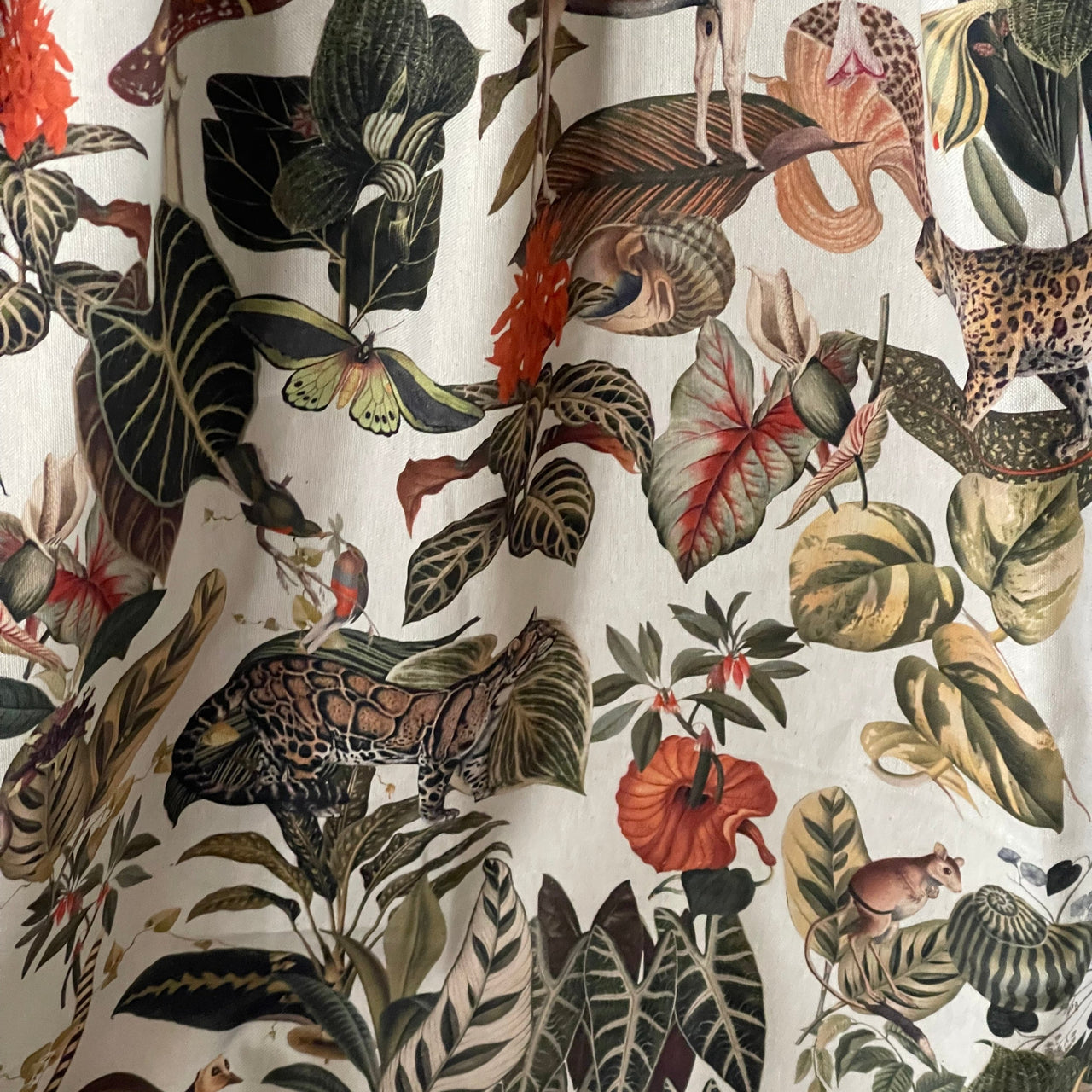 Jungle Kingdom Pair of Curtains with Animal and Botanical design / Custom - Made to Measure - Bespoke Home Decor