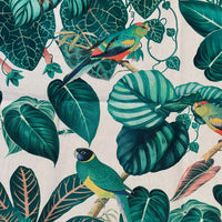 Thumbnail for Grey Pair Curtains / Calathea Plants and Parrots Birds - Botanical Cotton Fabric / Custom - Made to Measure - Unique Home Decor