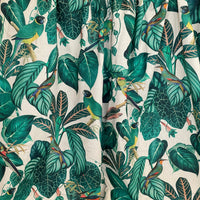 Thumbnail for Grey Pair Curtains / Calathea Plants and Parrots Birds - Botanical Cotton Fabric / Custom - Made to Measure - Unique Home Decor