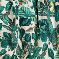 Thumbnail for Grey Pair Curtains / Calathea Plants and Parrots Birds - Botanical Cotton Fabric / Custom - Made to Measure - Unique Home Decor