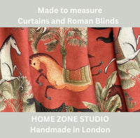 Thumbnail for Red Pair of Curtains with Arabian Horses Pattern – Custom Made to Measure Drapes - Home Décor