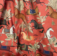 Thumbnail for Red Pair of Curtains with Arabian Horses Pattern – Custom Made to Measure Drapes - Home Décor