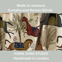 Thumbnail for Grey Pair of Curtains with Arabian Horses Pattern – Custom Made to Measure Drapes - Home Décor