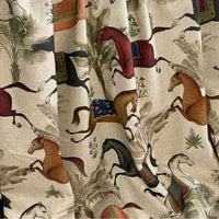 Thumbnail for Grey Pair of Curtains with Arabian Horses Pattern – Custom Made to Measure Drapes - Home Décor