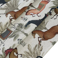 Thumbnail for Grey Pair of Curtains with Arabian Horses Pattern – Custom Made to Measure Drapes - Home Décor