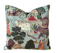 Thumbnail for Regalia Cushion Cover: Stunning Indian Print with Horses, Elephants, Peacocks, and Trees