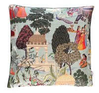 Thumbnail for Regalia Cushion Cover: Stunning Indian Print with Horses, Elephants, Peacocks, and Trees