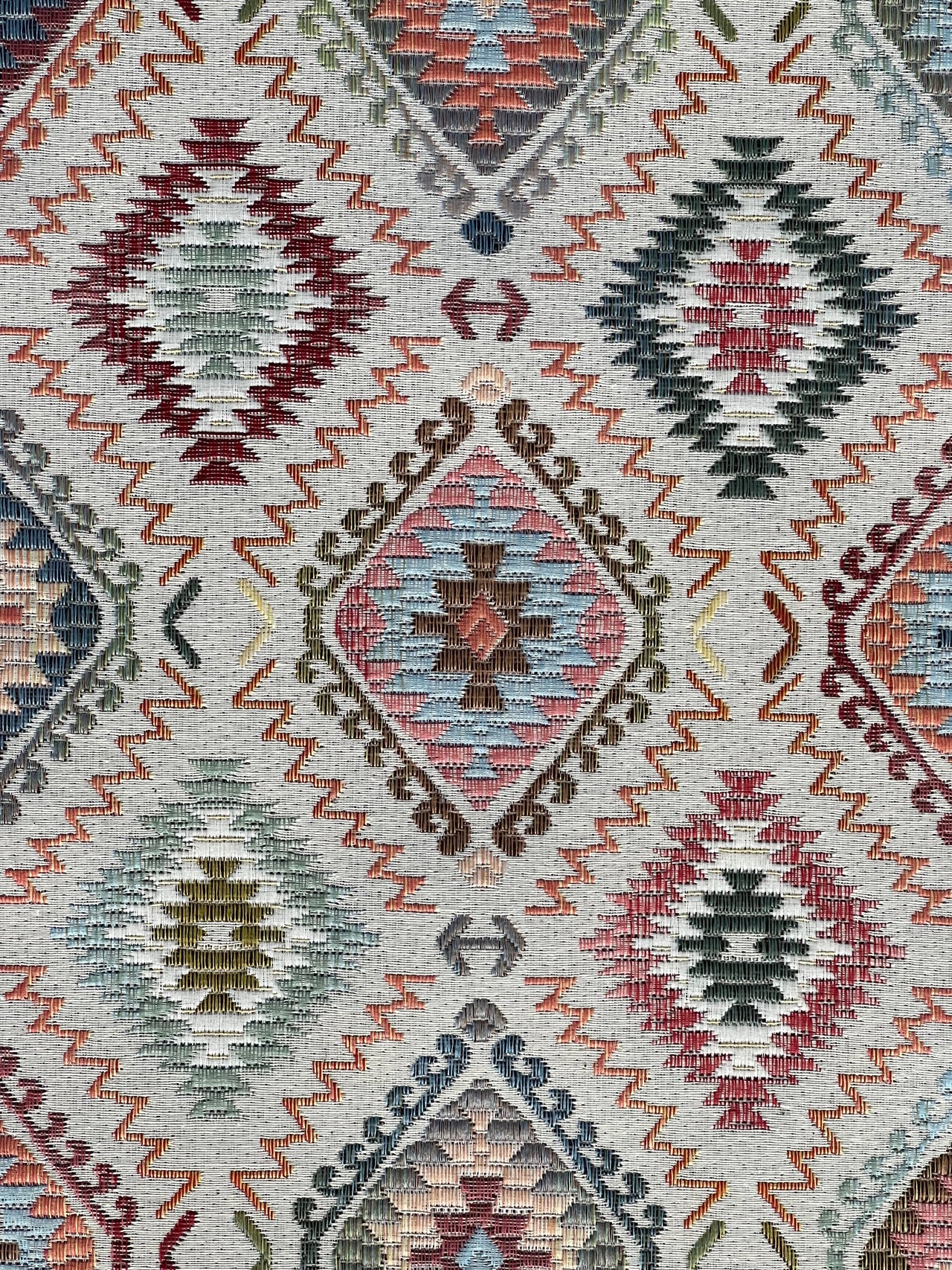 IIndian Kilim Upholstery Fabric - Gobelin Geometric, Oriental Diamond Ikat Rug Pattern for Home Decor