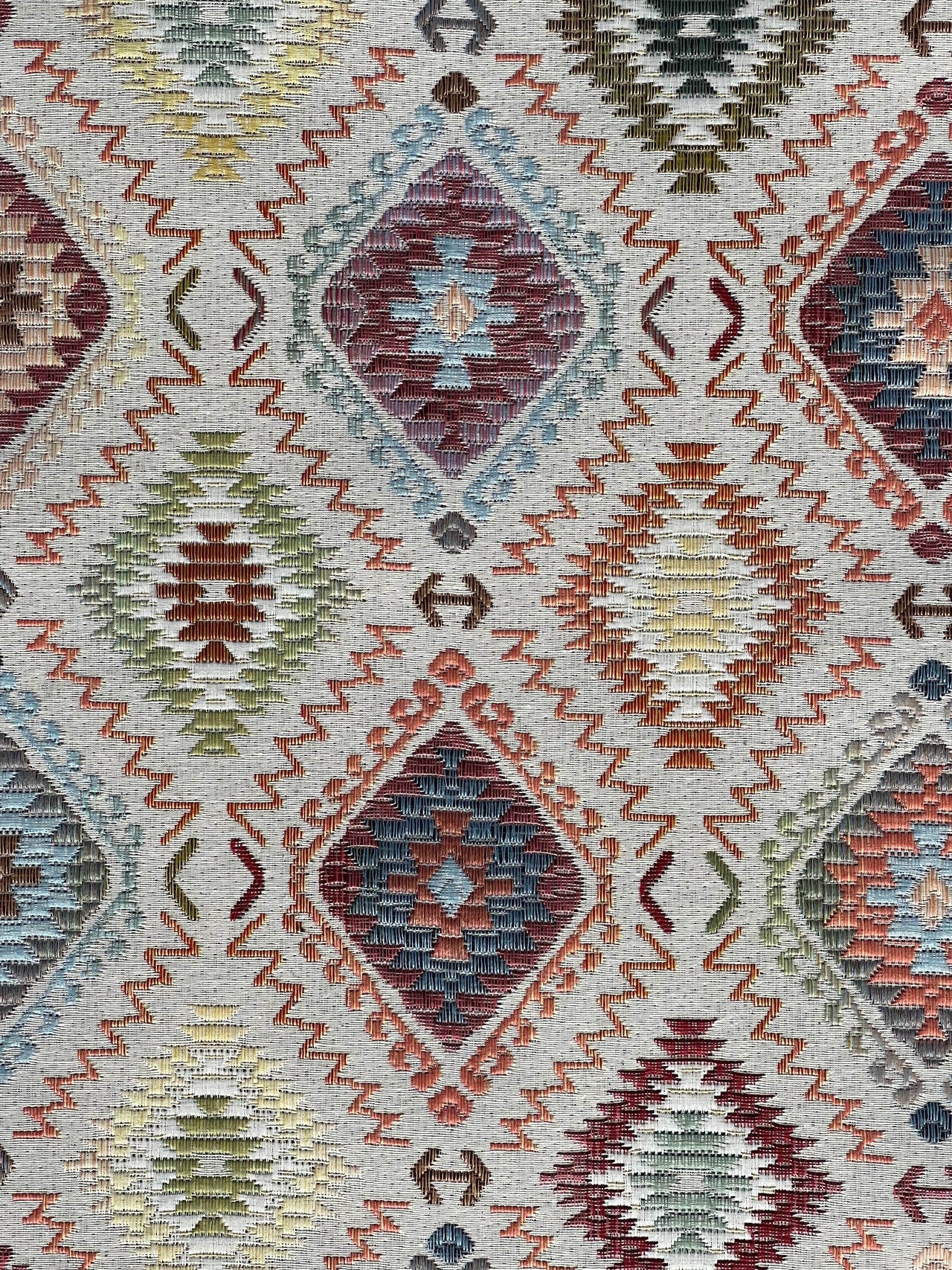 IIndian Kilim Upholstery Fabric - Gobelin Geometric, Oriental Diamond Ikat Rug Pattern for Home Decor