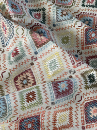 Thumbnail for IIndian Kilim Upholstery Fabric - Gobelin Geometric, Oriental Diamond Ikat Rug Pattern for Home Decor