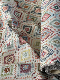 Thumbnail for IIndian Kilim Upholstery Fabric - Gobelin Geometric, Oriental Diamond Ikat Rug Pattern for Home Decor