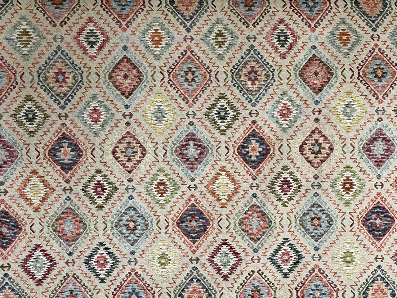 IIndian Kilim Upholstery Fabric - Gobelin Geometric, Oriental Diamond Ikat Rug Pattern for Home Decor