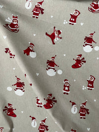 Thumbnail for Snowball Fight Themed Cotton Fabric for Festive Tablecloths Crafts and Home Decor