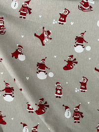 Thumbnail for Snowball Fight Themed Cotton Fabric for Festive Tablecloths Crafts and Home Decor