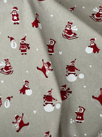 Thumbnail for Snowball Fight Themed Cotton Fabric for Festive Tablecloths Crafts and Home Decor