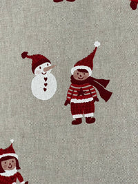 Thumbnail for Snowball Fight Themed Cotton Fabric for Festive Tablecloths Crafts and Home Decor