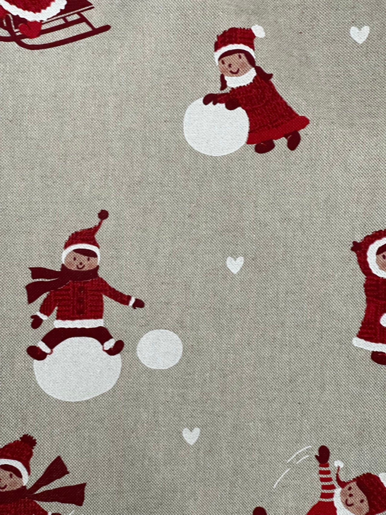 Snowball Fight Themed Cotton Fabric for Festive Tablecloths Crafts and Home Decor