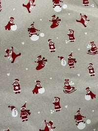 Thumbnail for Snowball Fight Themed Cotton Fabric for Festive Tablecloths Crafts and Home Decor