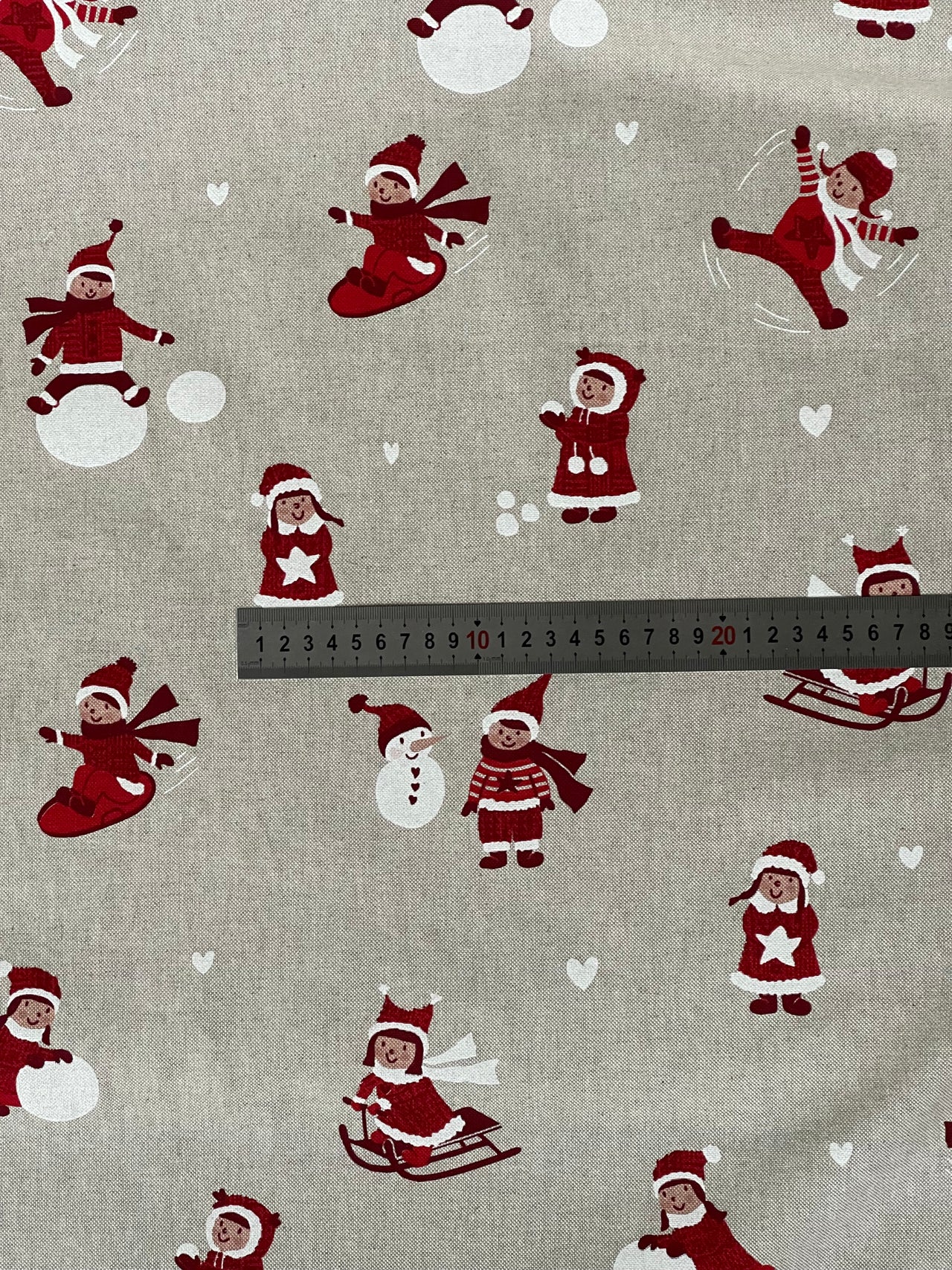 Snowball Fight Themed Cotton Fabric for Festive Tablecloths Crafts and Home Decor