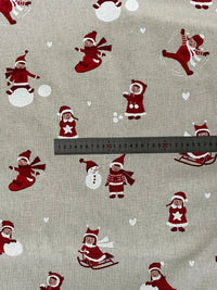 Thumbnail for Snowball Fight Themed Cotton Fabric for Festive Tablecloths Crafts and Home Decor