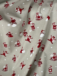 Thumbnail for Snowball Fight Themed Cotton Fabric for Festive Tablecloths Crafts and Home Decor