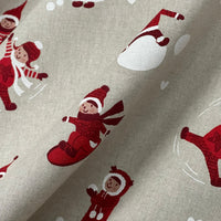 Thumbnail for Snowball Fight Themed Cotton Fabric for Festive Tablecloths Crafts and Home Decor