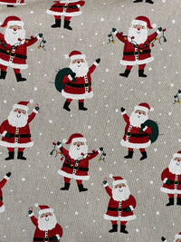 Thumbnail for Christmas Santa Cotton Fabric Light Bulbs and Snow Pattern for Festive Tablecloths Bags and Art Crafts