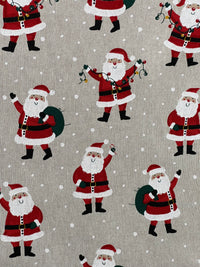 Thumbnail for Christmas Santa Cotton Fabric Light Bulbs and Snow Pattern for Festive Tablecloths Bags and Art Crafts