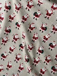 Thumbnail for Christmas Santa Cotton Fabric Light Bulbs and Snow Pattern for Festive Tablecloths Bags and Art Crafts