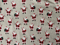 Thumbnail for Christmas Santa Cotton Fabric Light Bulbs and Snow Pattern for Festive Tablecloths Bags and Art Crafts