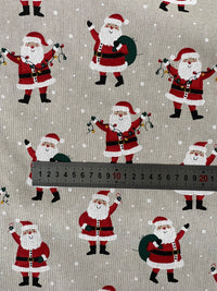 Thumbnail for Christmas Santa Cotton Fabric Light Bulbs and Snow Pattern for Festive Tablecloths Bags and Art Crafts